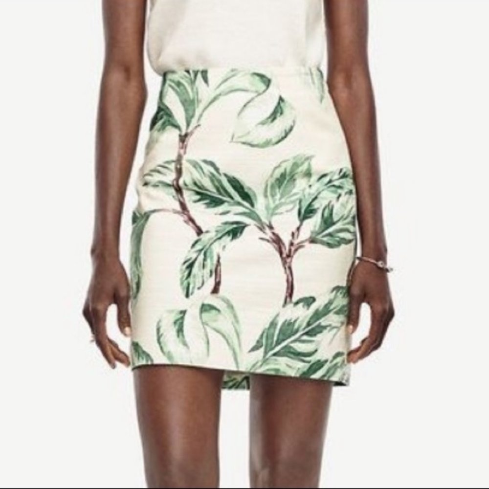 Ann Taylor - Cream & Green Leafy Mini Skirt $79